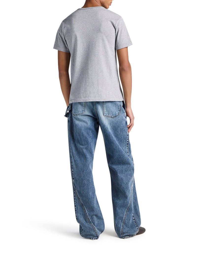 J.W.Anderson Men T-Shirt With Anchor Embroidered In Medium Grey Mélange J.W. ANDERSON