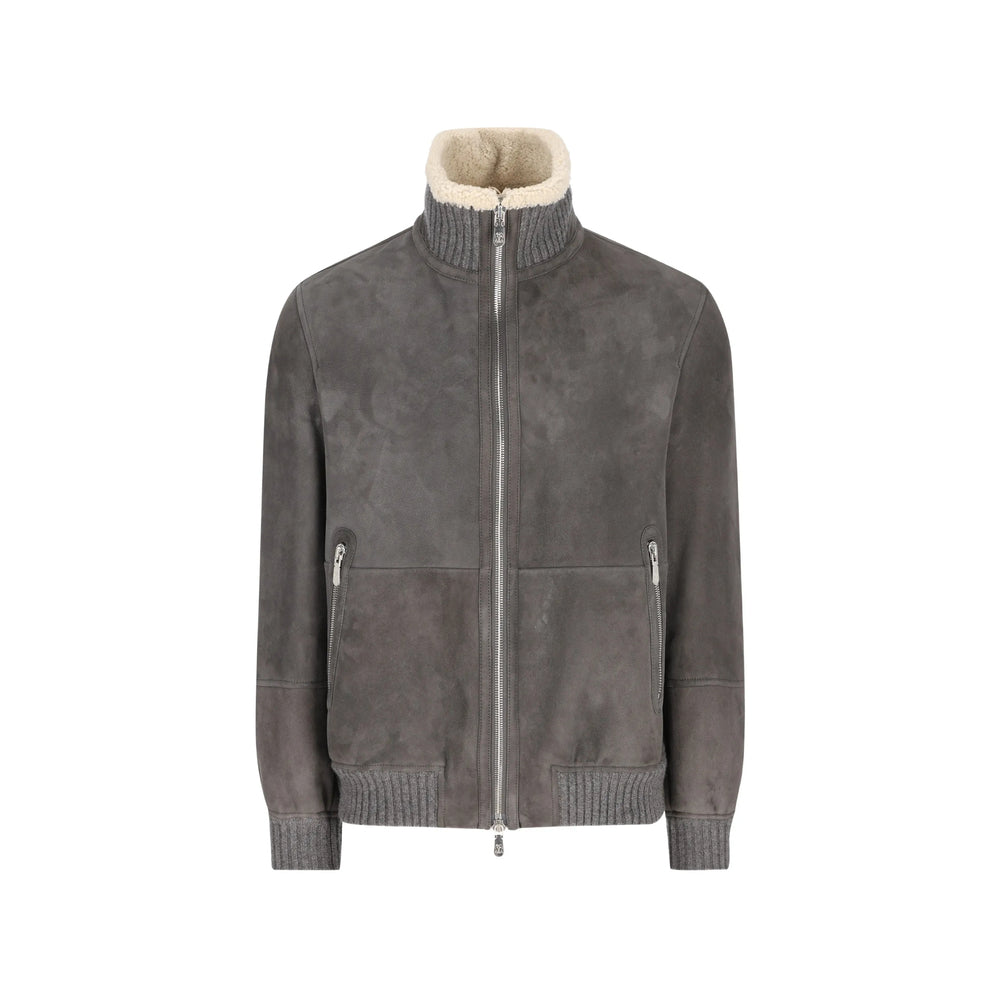 Brunello Cucinelli Grey Jackets - Bomber Jackets Men BRUNELLO CUCINELLI