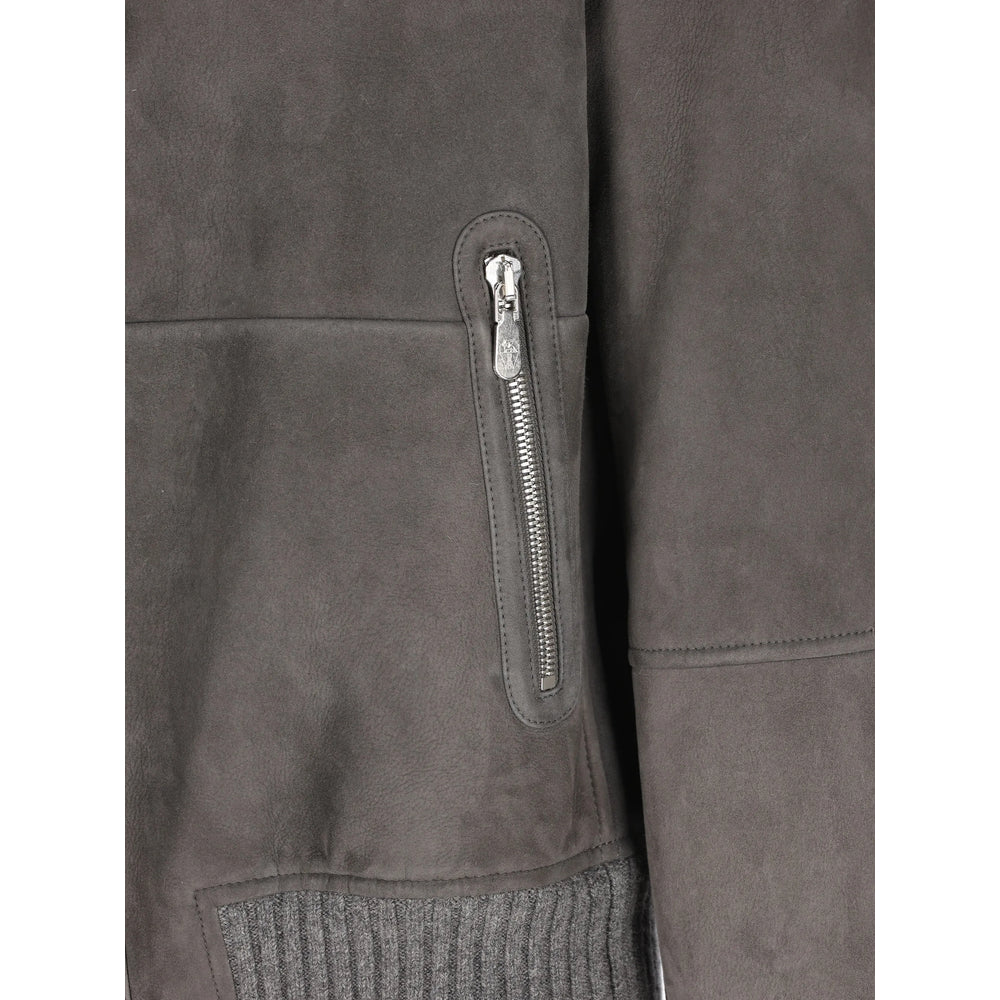 Brunello Cucinelli Grey Jackets - Bomber Jackets Men BRUNELLO CUCINELLI