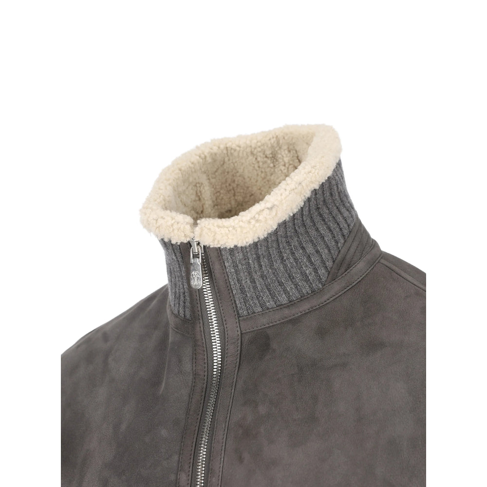 Brunello Cucinelli Grey Jackets - Bomber Jackets Men BRUNELLO CUCINELLI