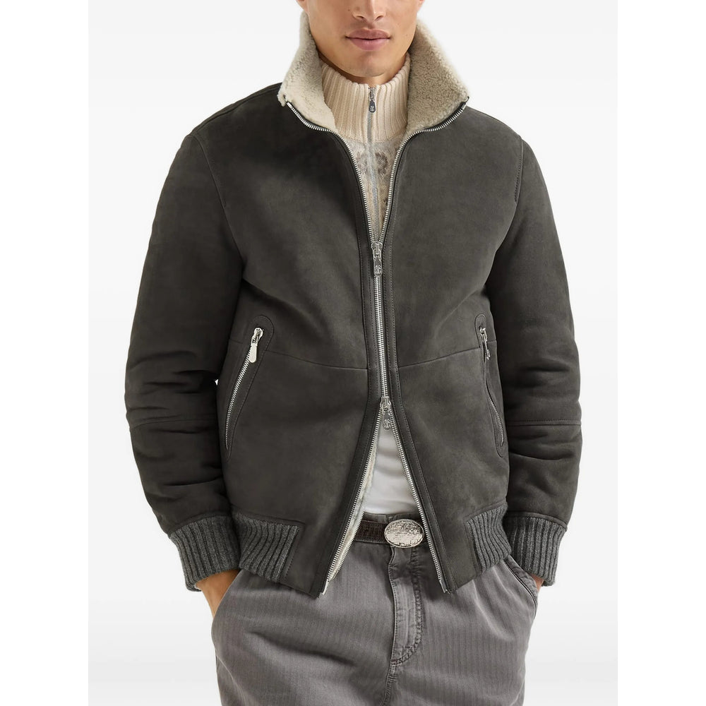 Brunello Cucinelli Grey Jackets - Bomber Jackets Men BRUNELLO CUCINELLI