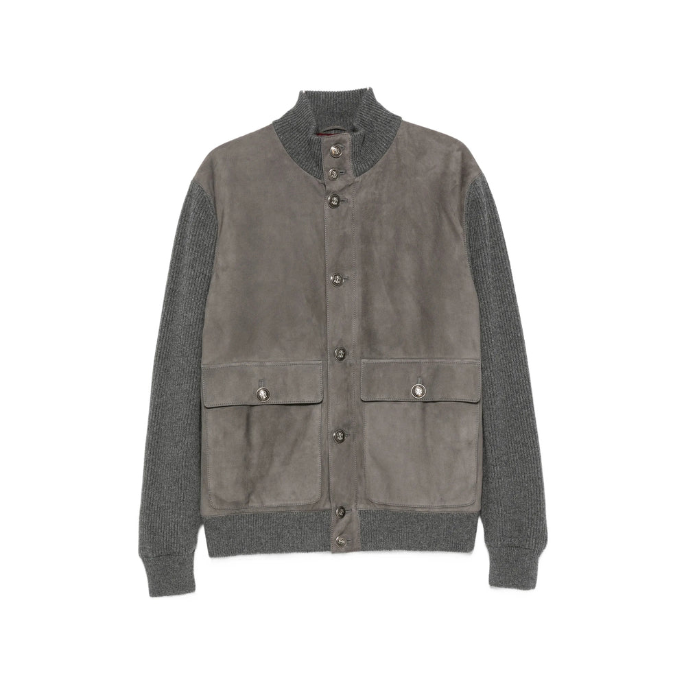 Brunello Cucinelli Grey Jackets - Leather Jackets Men BRUNELLO CUCINELLI