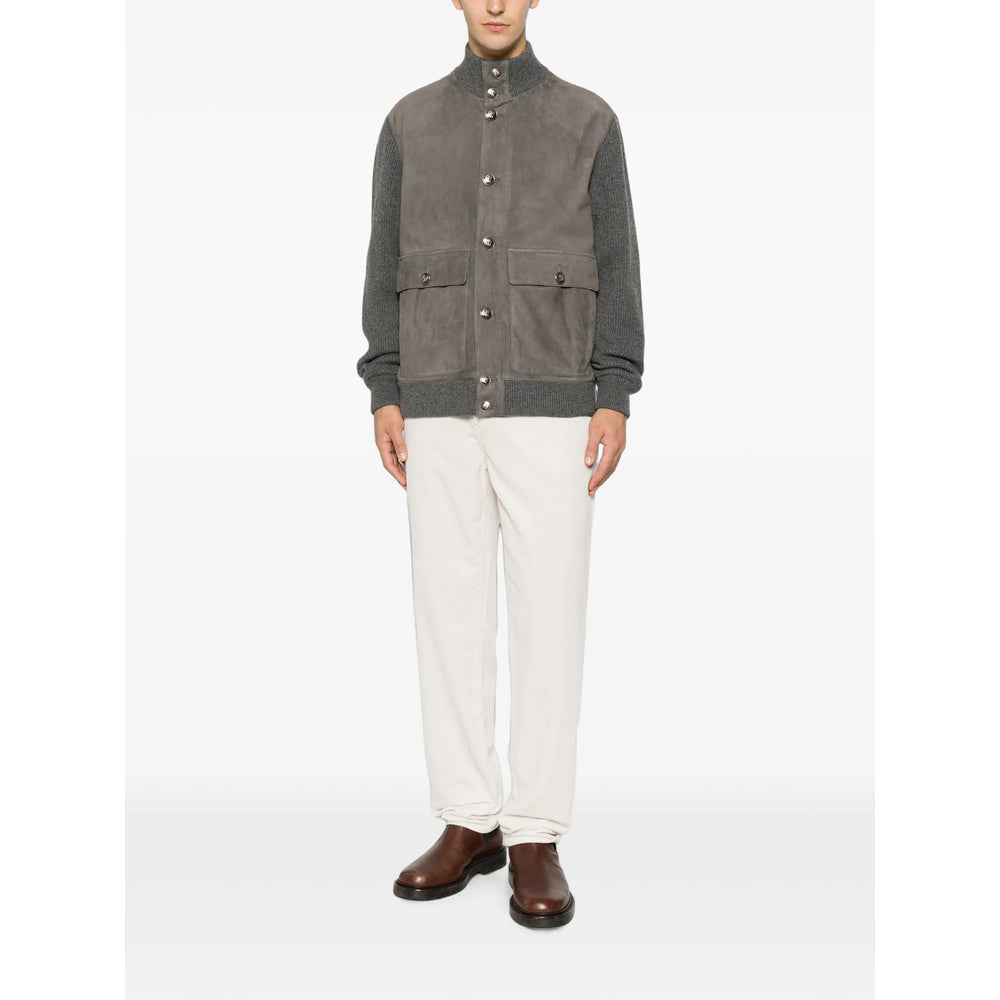 Brunello Cucinelli Grey Jackets - Leather Jackets Men BRUNELLO CUCINELLI
