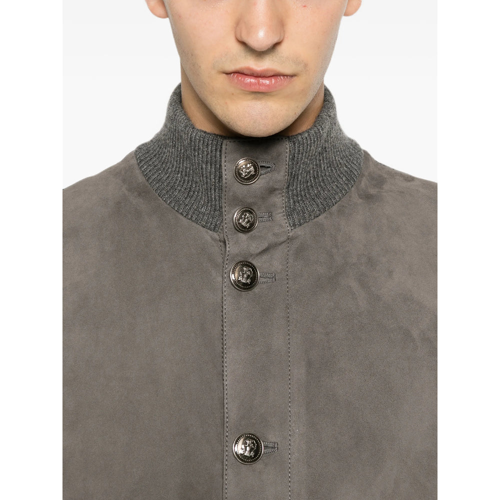 Brunello Cucinelli Grey Jackets - Leather Jackets Men BRUNELLO CUCINELLI