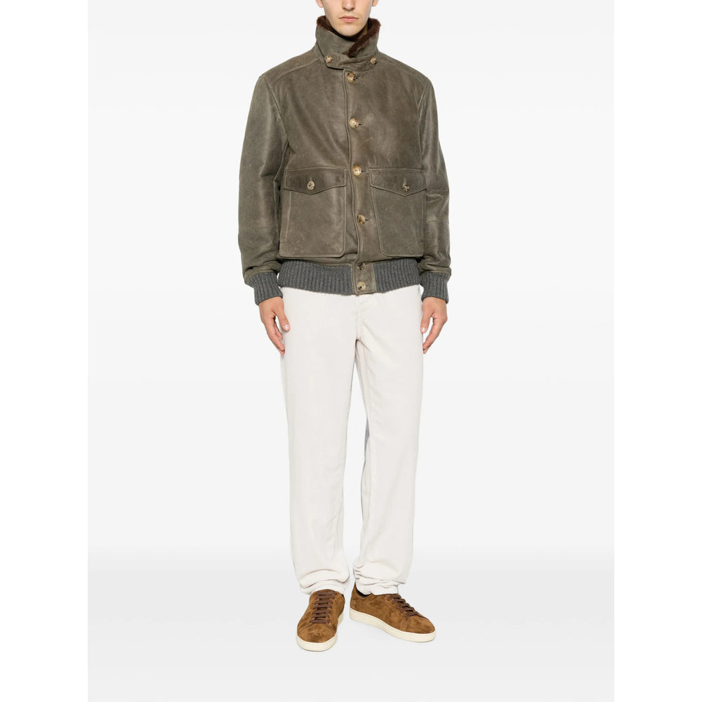 Brunello Cucinelli Green Jackets - Leather Jackets Men BRUNELLO CUCINELLI