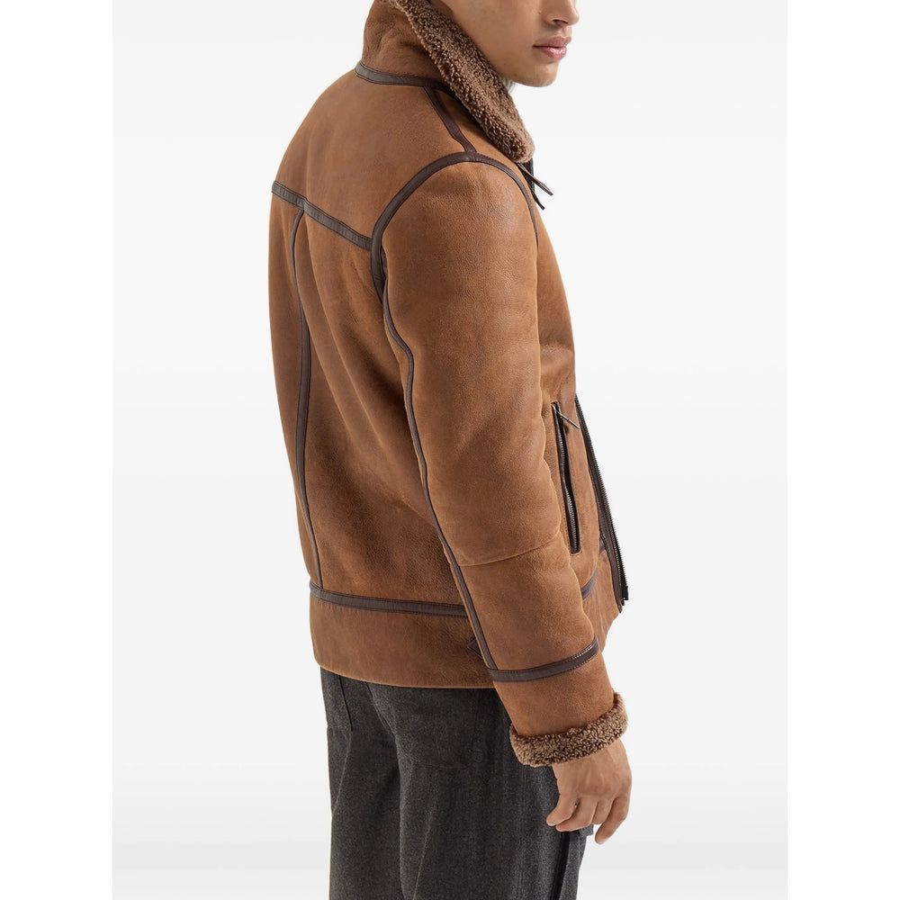 Brunello Cucinelli Brown Jackets - Leather Jackets Men BRUNELLO CUCINELLI
