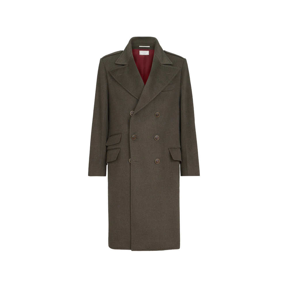 Brunello Cucinelli Green Coats - Double Breasted Coats Men BRUNELLO CUCINELLI
