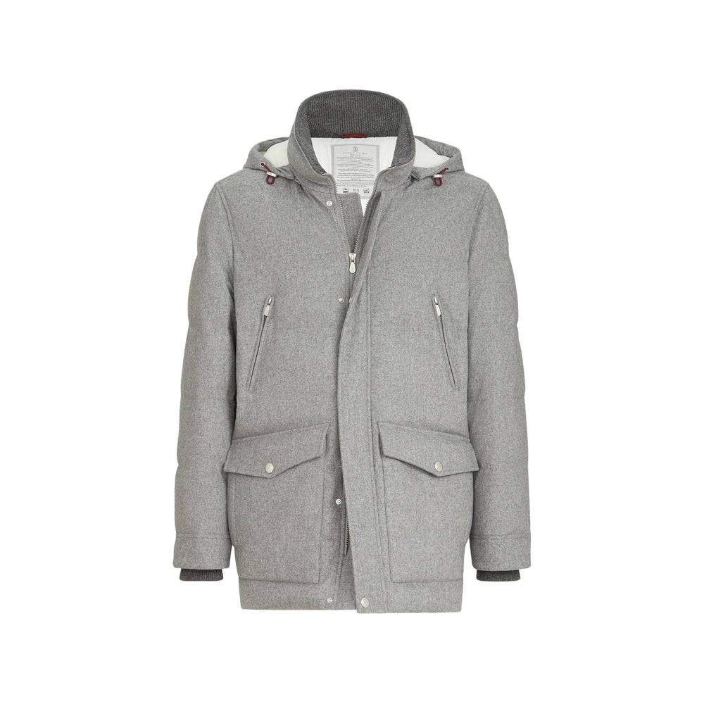 Brunello Cucinelli Grey Jackets - Padded & Down Jackets Men BRUNELLO CUCINELLI