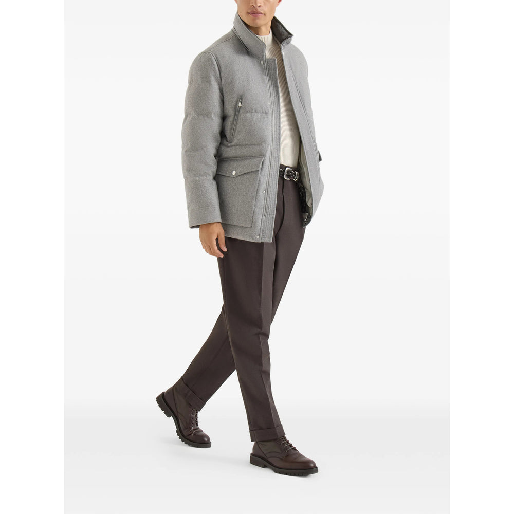 Brunello Cucinelli Grey Jackets - Padded & Down Jackets Men BRUNELLO CUCINELLI