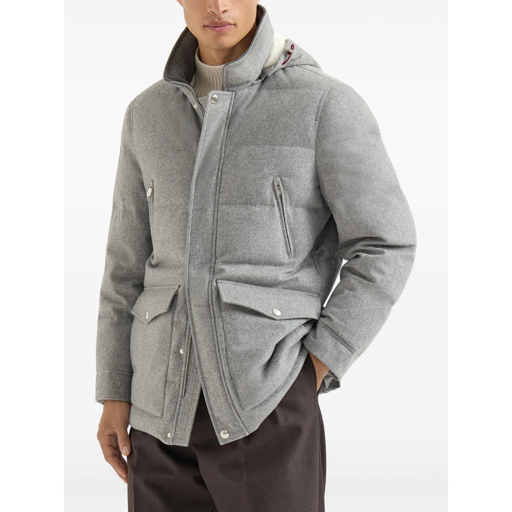 Brunello Cucinelli Grey Jackets - Padded & Down Jackets Men BRUNELLO CUCINELLI