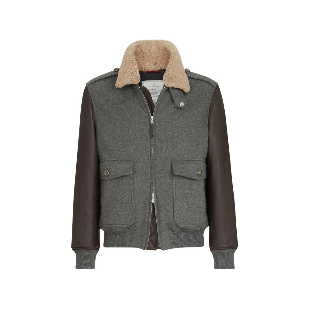 Brunello Cucinelli Grey Jackets - Bomber Jackets Men BRUNELLO CUCINELLI