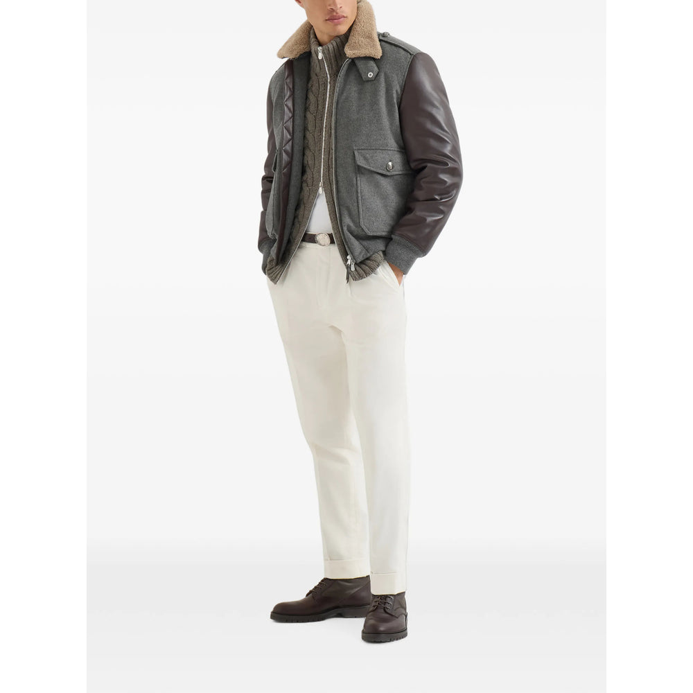 Brunello Cucinelli Grey Jackets - Bomber Jackets Men BRUNELLO CUCINELLI