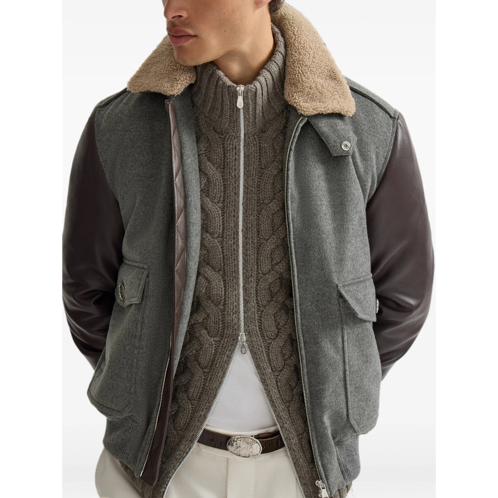 Brunello Cucinelli Grey Jackets - Bomber Jackets Men BRUNELLO CUCINELLI