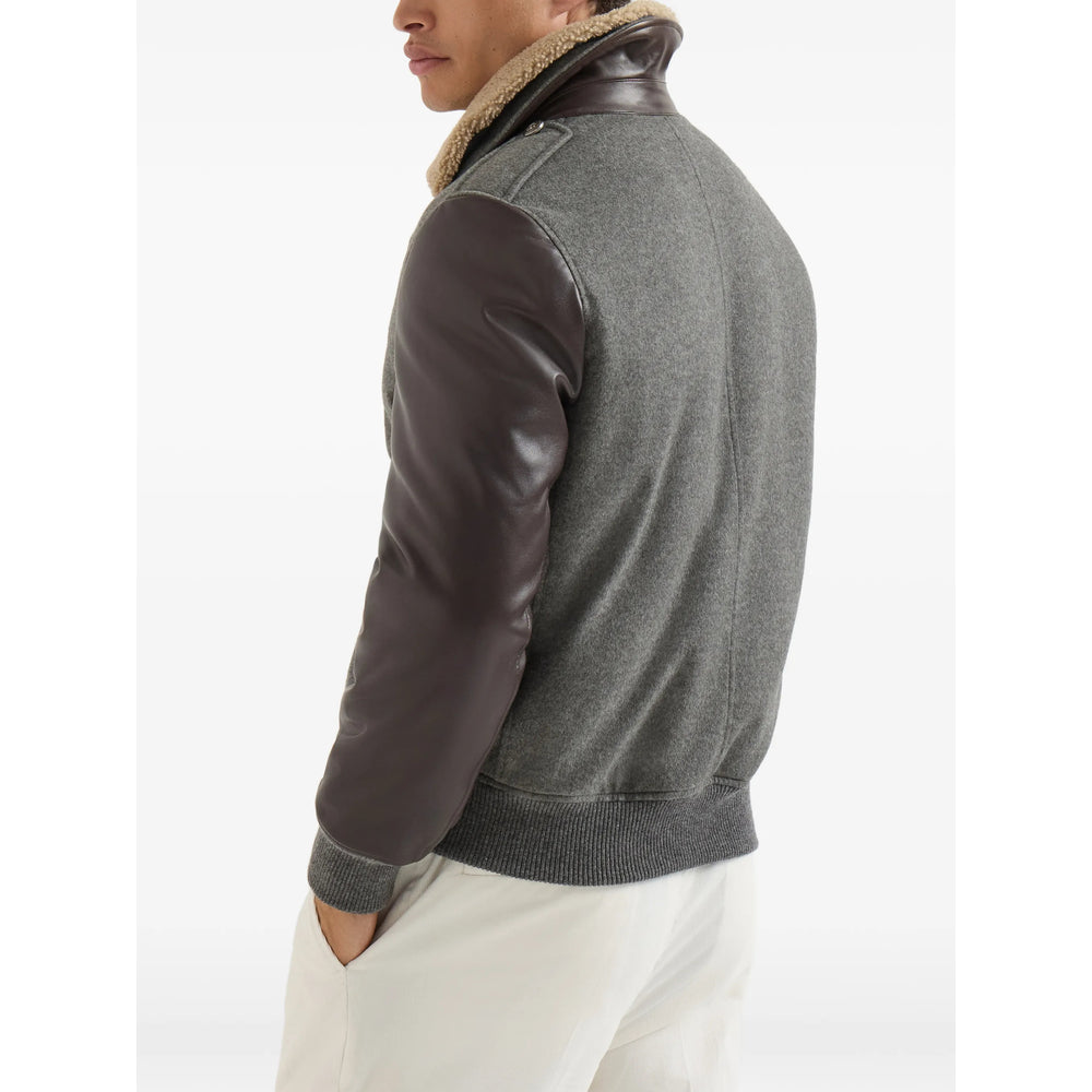 Brunello Cucinelli Grey Jackets - Bomber Jackets Men BRUNELLO CUCINELLI