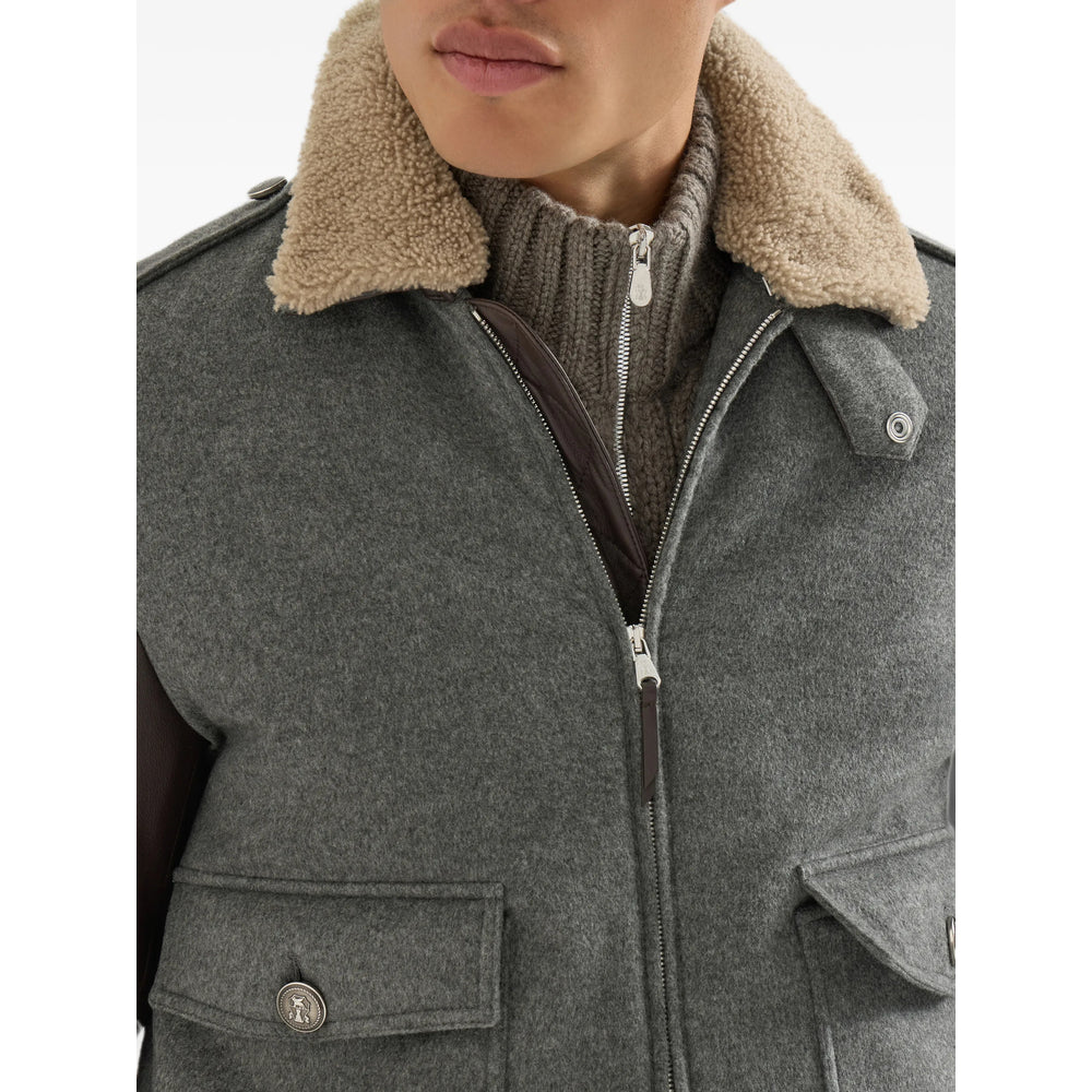 Brunello Cucinelli Grey Jackets - Bomber Jackets Men BRUNELLO CUCINELLI
