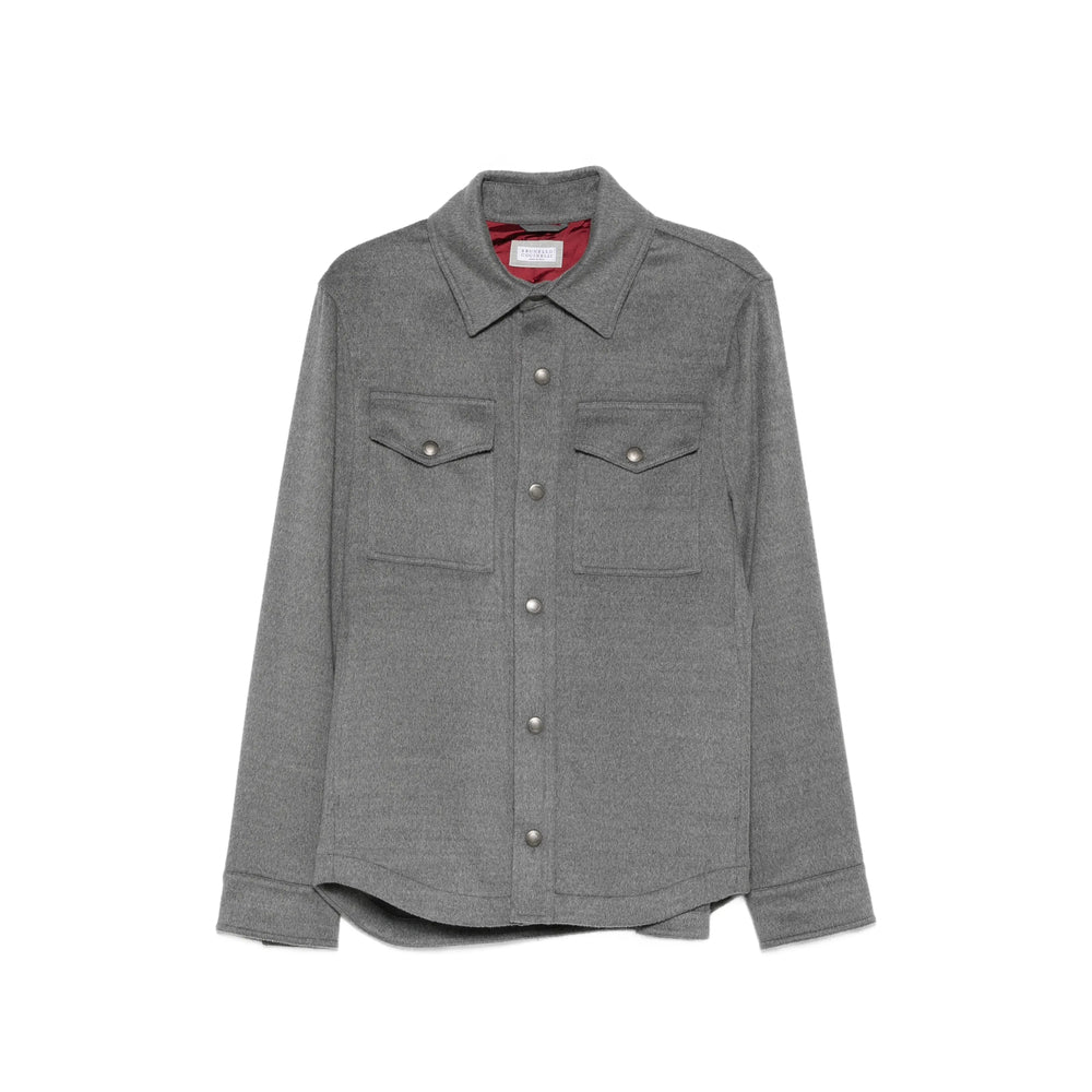Brunello Cucinelli Grey Jackets - Shirt Jackets Men BRUNELLO CUCINELLI
