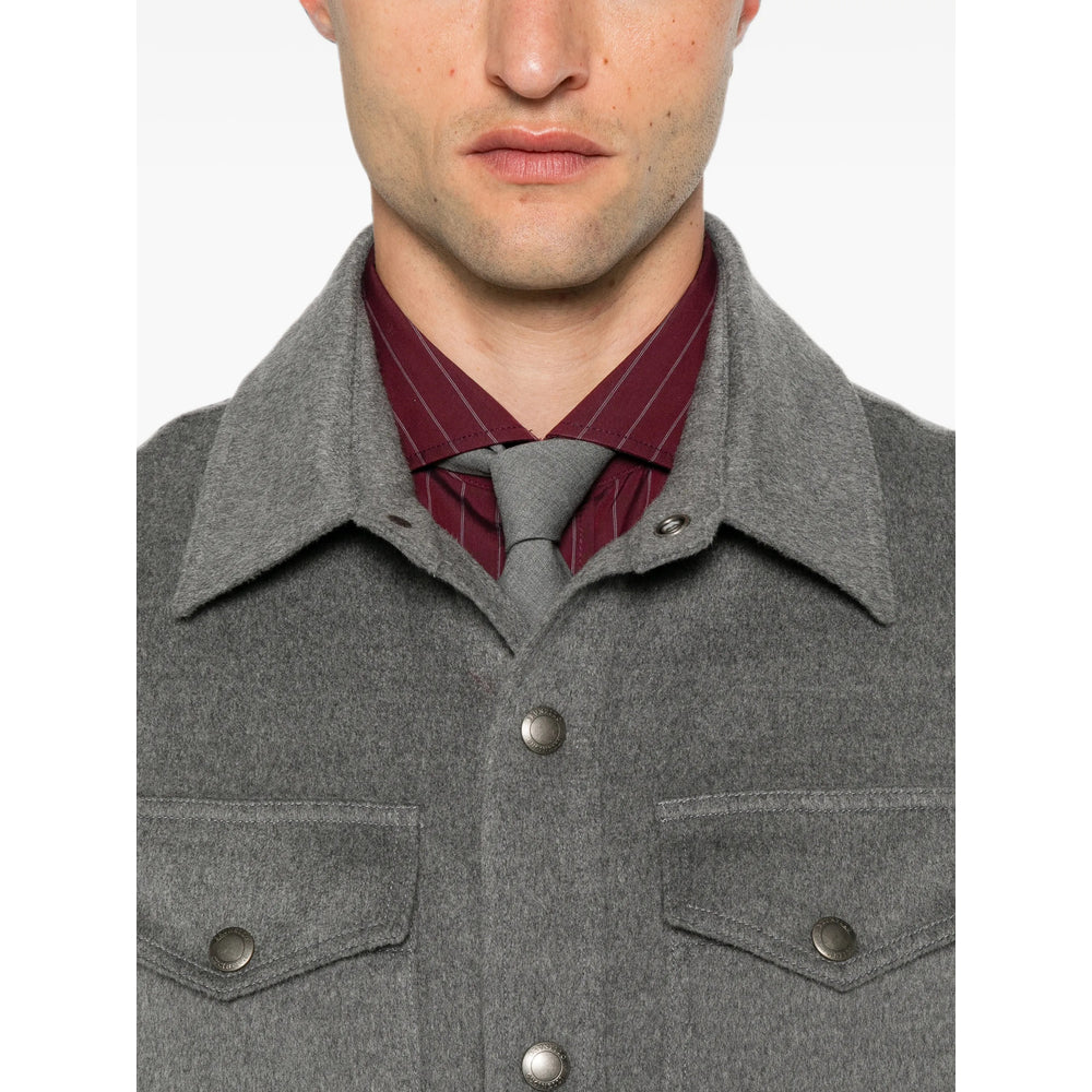 Brunello Cucinelli Grey Jackets - Shirt Jackets Men BRUNELLO CUCINELLI