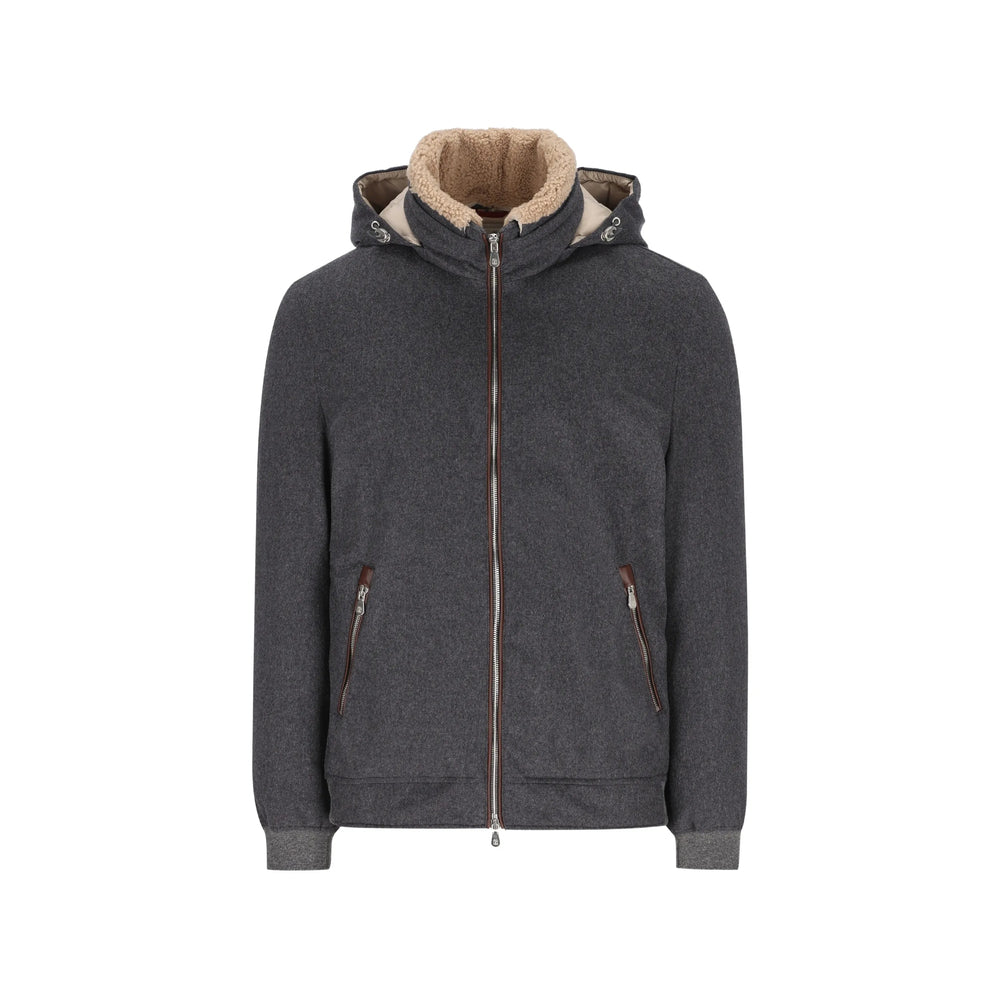 Brunello Cucinelli Grey Jackets - Hooded Jackets Men BRUNELLO CUCINELLI
