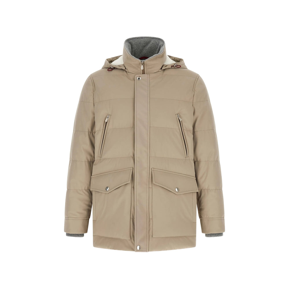 Brunello Cucinelli Neutrals Coats - Parkas Men BRUNELLO CUCINELLI