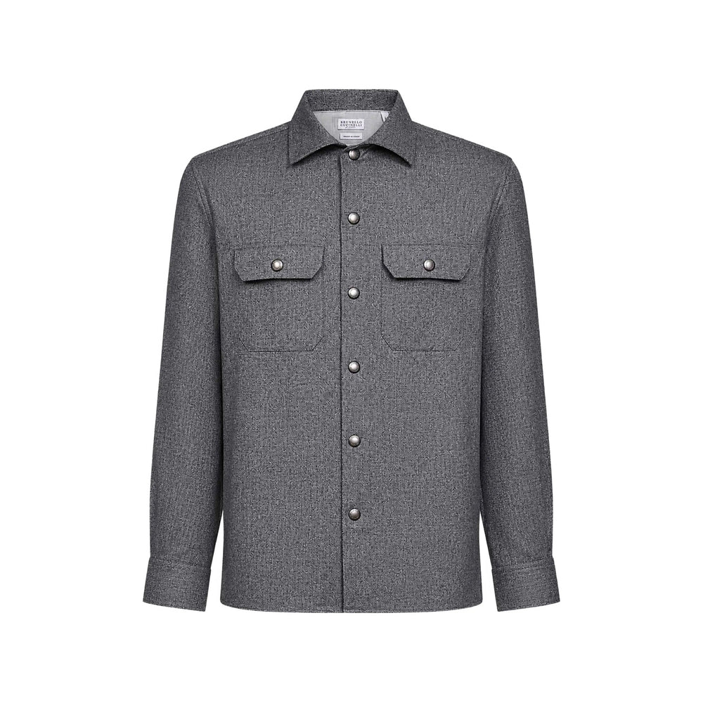Brunello Cucinelli Grey Shirts Men BRUNELLO CUCINELLI