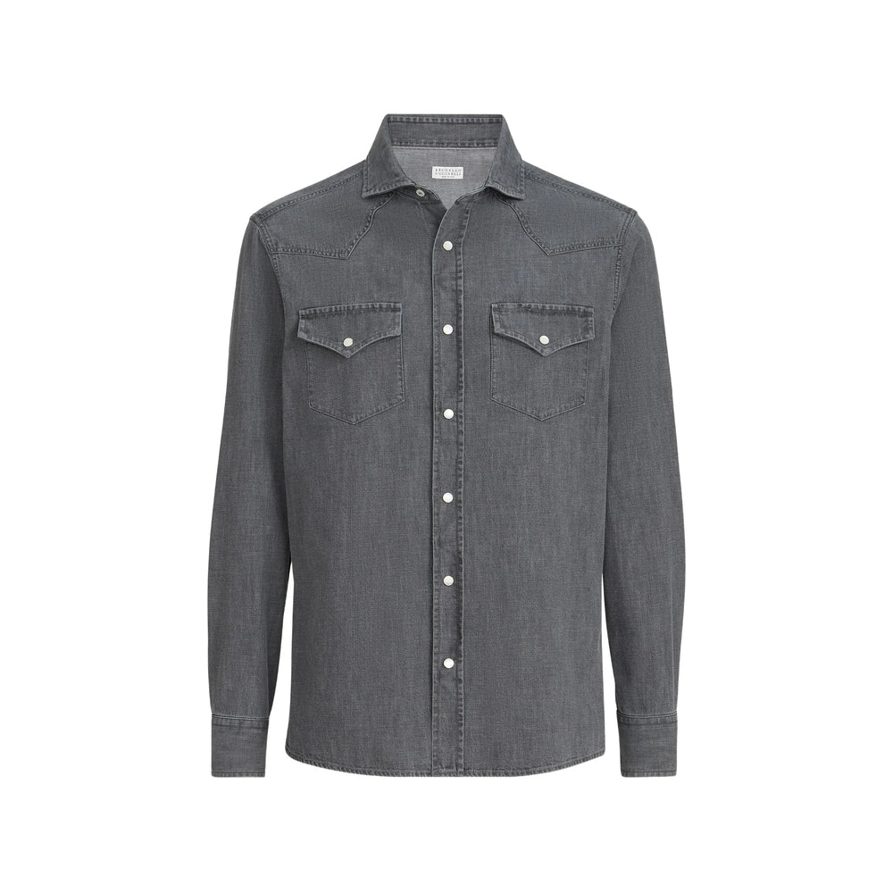 Brunello Cucinelli Grey Shirts Men