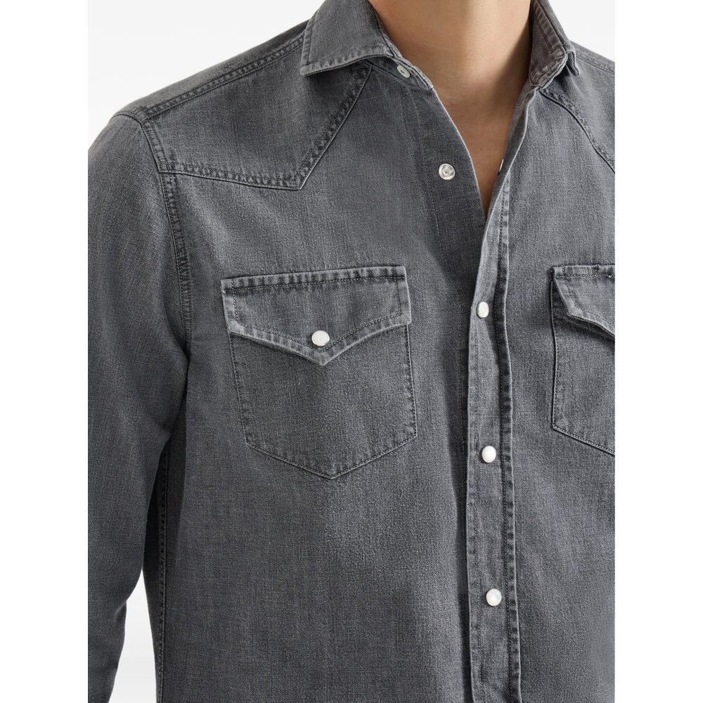 Brunello Cucinelli Grey Shirts Men