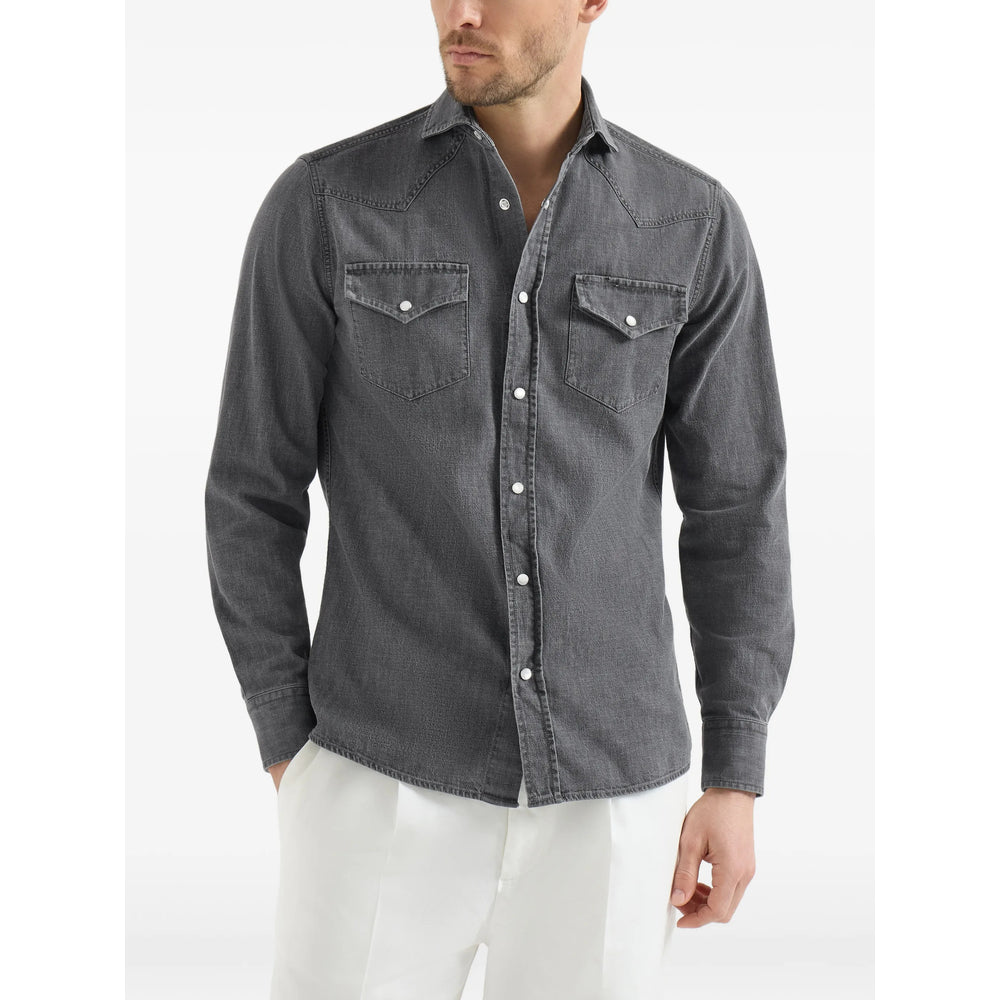 Brunello Cucinelli Grey Shirts Men