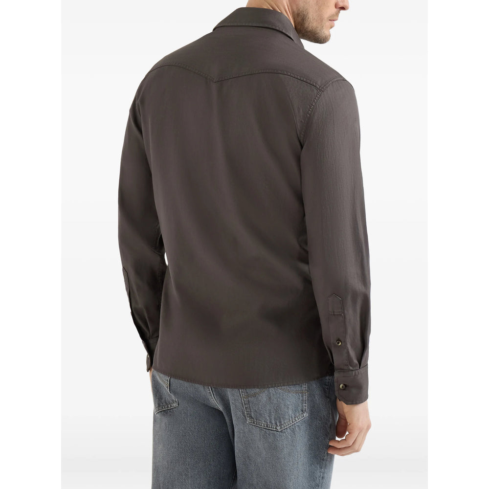 Brunello Cucinelli Brown Shirts Men BRUNELLO CUCINELLI