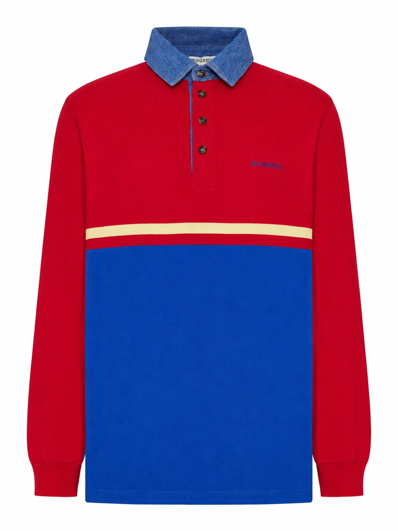 J.W.Anderson Men Two-Tone Cotton Polo Shirt J.W. ANDERSON