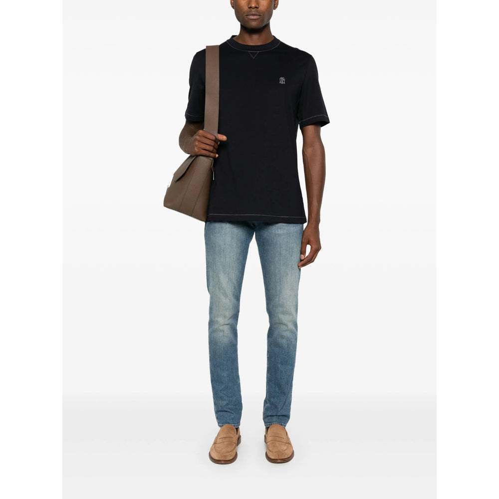 Brunello Cucinelli Blue T-Shirts & Vests - T-Shirts Men