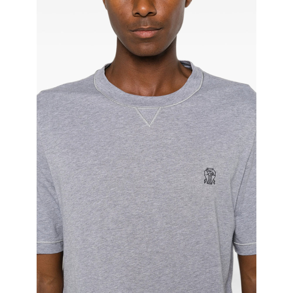 Brunello Cucinelli Grey T-Shirts & Vests - T-Shirts Men BRUNELLO CUCINELLI