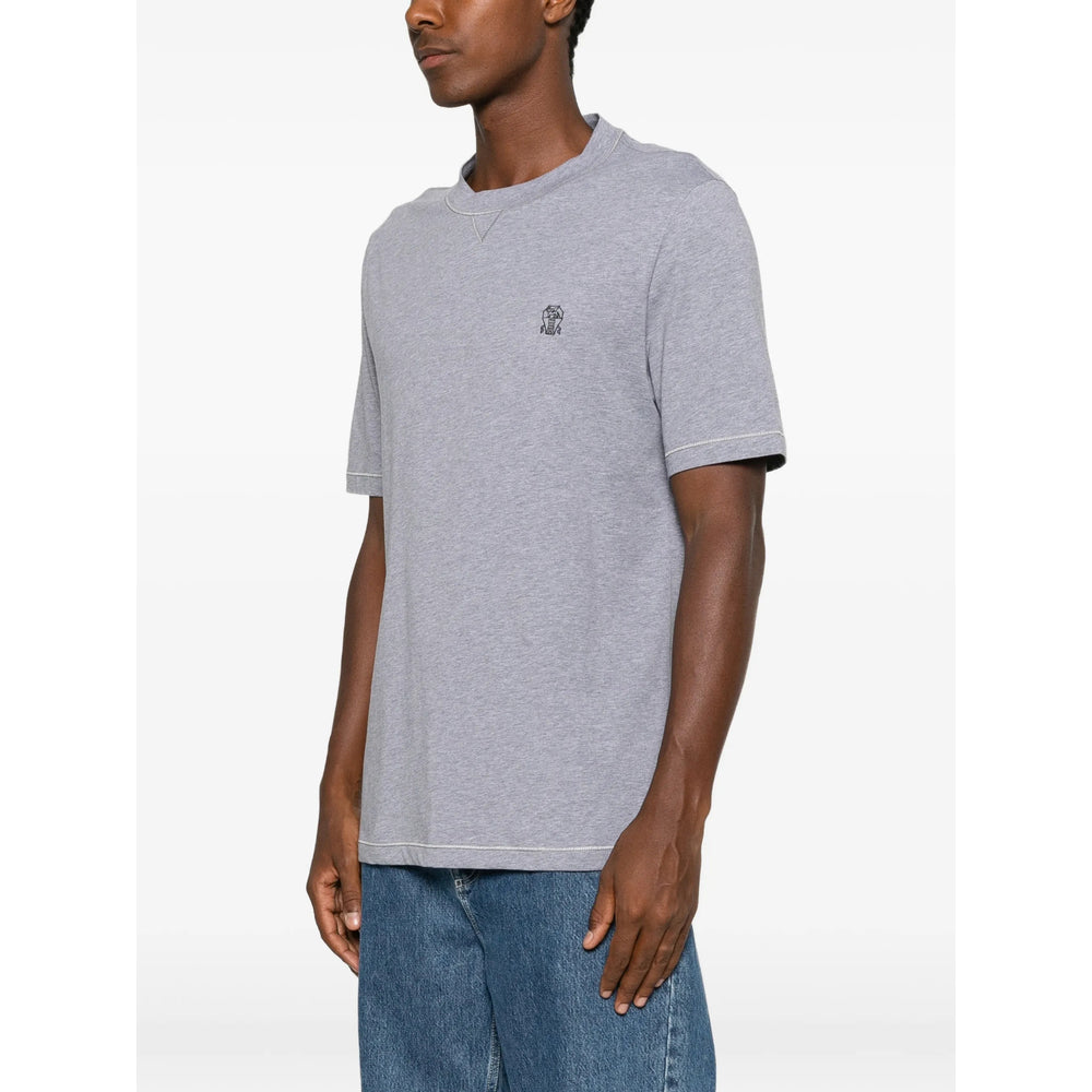 Brunello Cucinelli Grey T-Shirts & Vests - T-Shirts Men BRUNELLO CUCINELLI