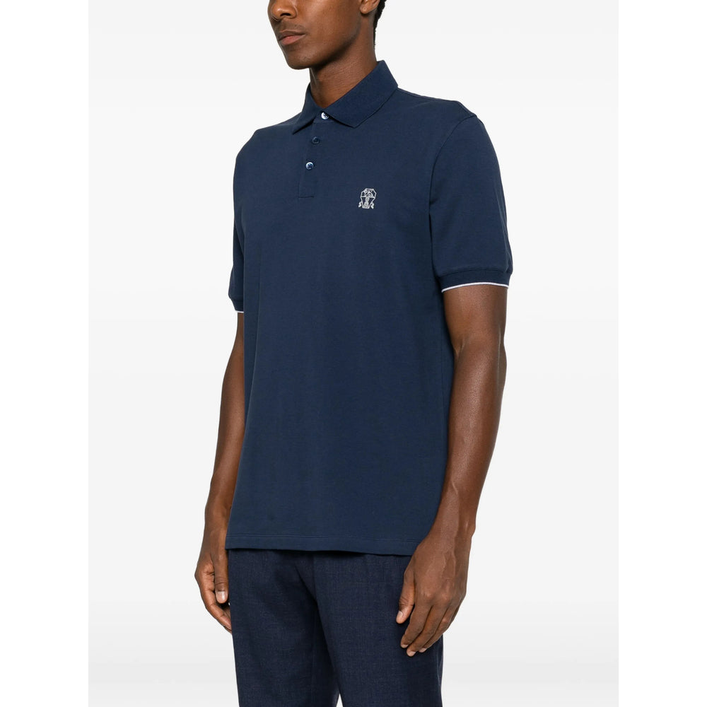 Brunello Cucinelli Blue Polo Shirts Men BRUNELLO CUCINELLI