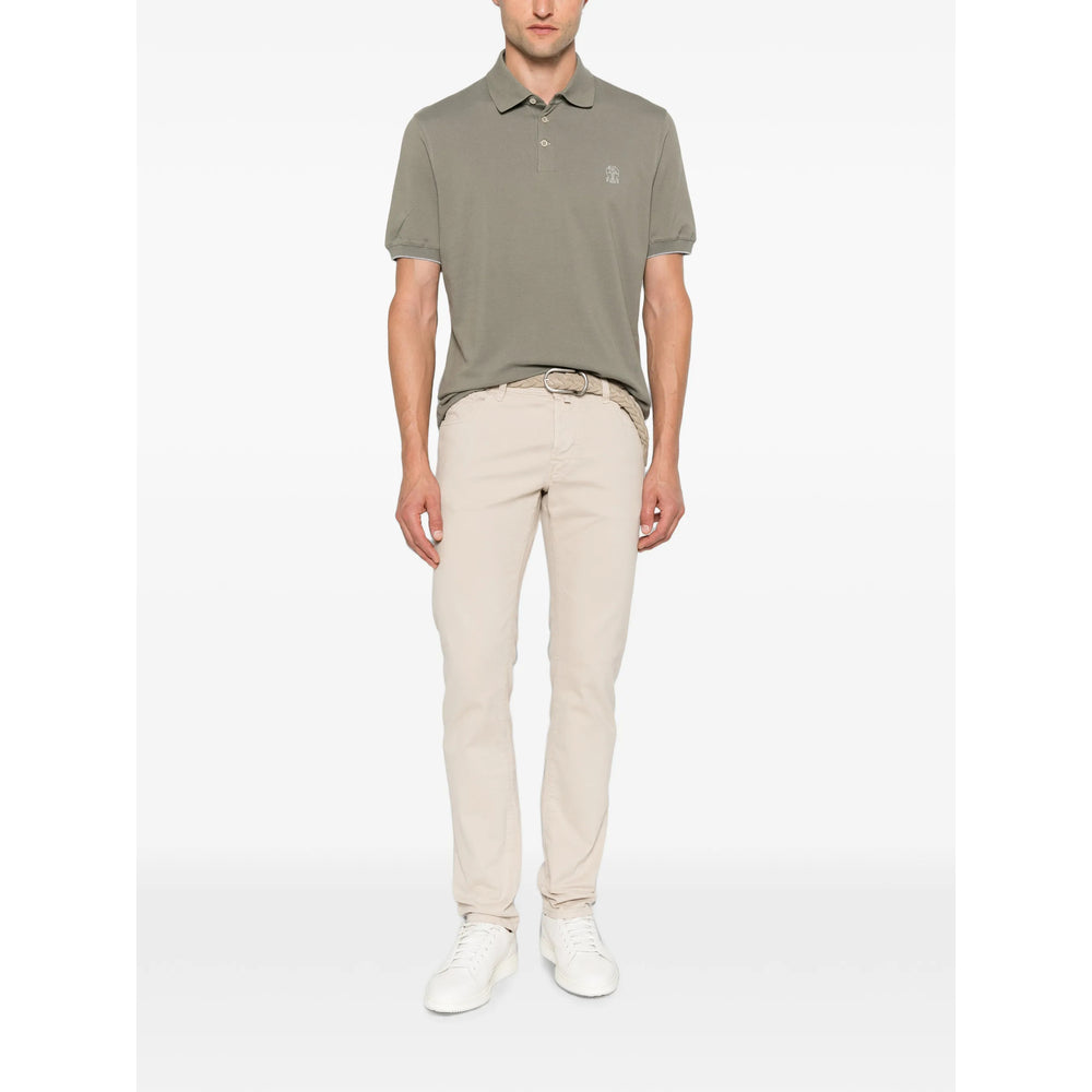 Brunello Cucinelli Green Polo Shirts Men BRUNELLO CUCINELLI