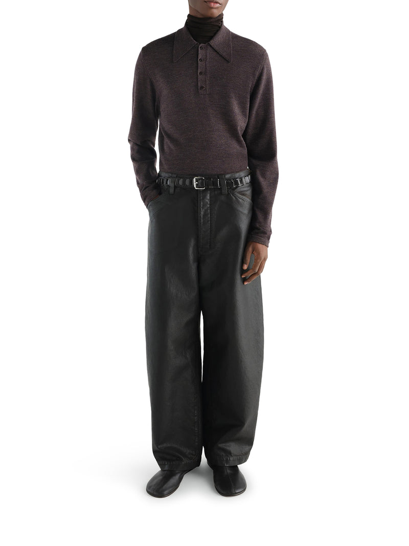 Lemaire Men Long-Sleeved Polo Shirt In Premium Mouliné Merino Wool LEMAIRE