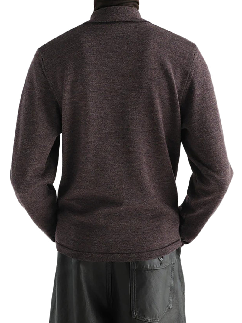 Lemaire Men Long-Sleeved Polo Shirt In Premium Mouliné Merino Wool LEMAIRE