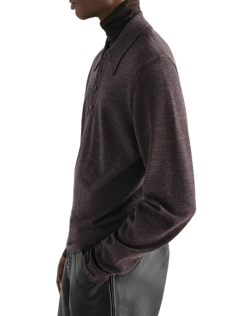 Lemaire Men Long-Sleeved Polo Shirt In Premium Mouliné Merino Wool LEMAIRE
