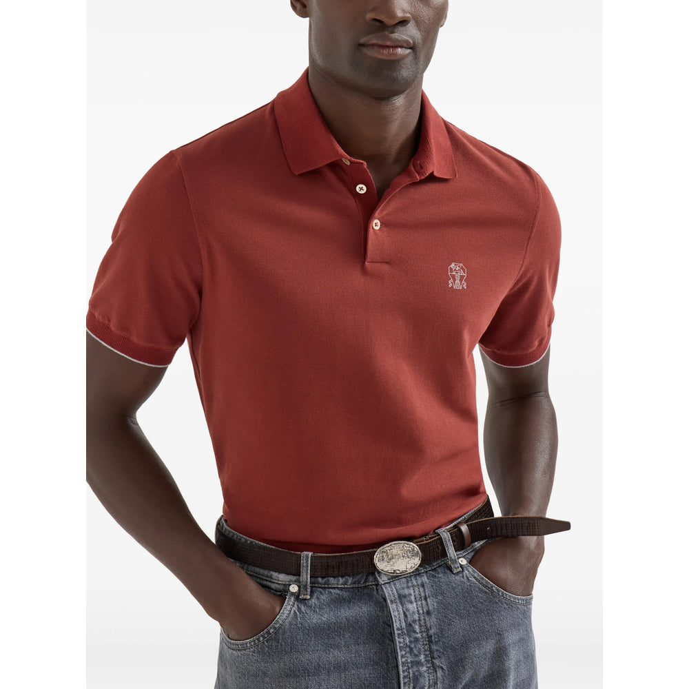 Brunello Cucinelli Orange Polo Shirts Men BRUNELLO CUCINELLI