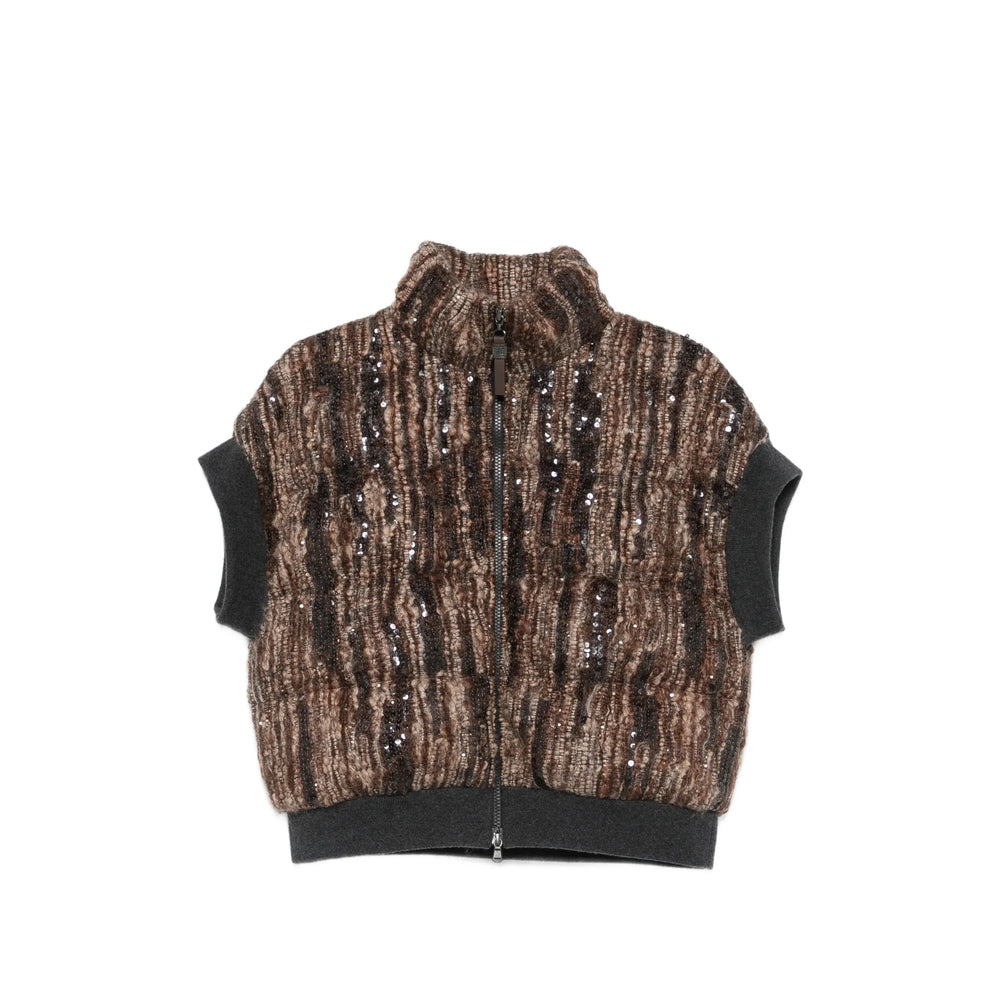 Brunello Cucinelli Brown Jackets - Waistcoat & Gilets Women BRUNELLO CUCINELLI