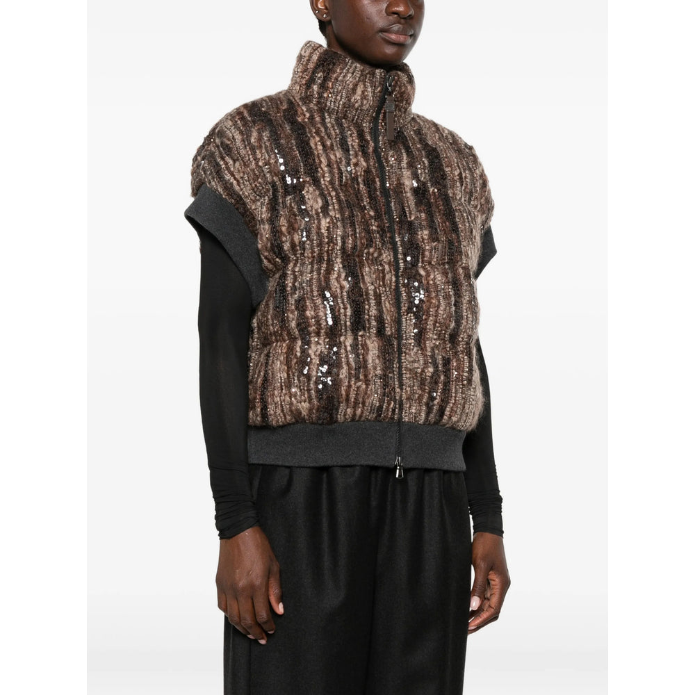 Brunello Cucinelli Brown Jackets - Waistcoat & Gilets Women BRUNELLO CUCINELLI