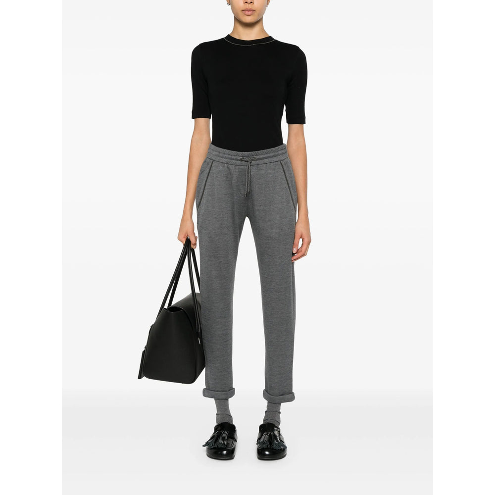 Brunello Cucinelli Grey Trousers - Track Pants Women BRUNELLO CUCINELLI