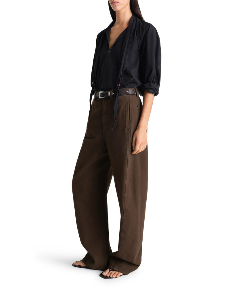 Lemaire Women Cotton Trousers With Braided Belt LEMAIRE