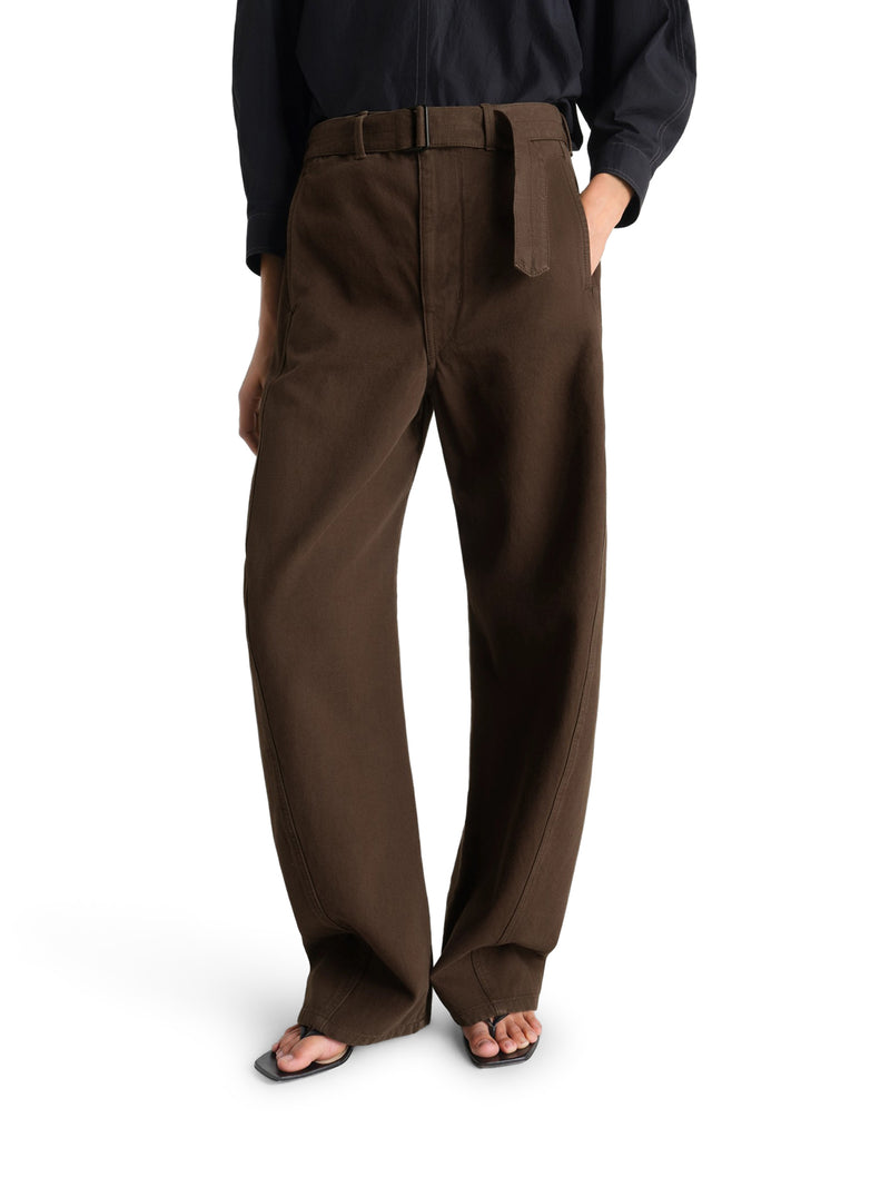 Lemaire Women Cotton Trousers With Braided Belt LEMAIRE