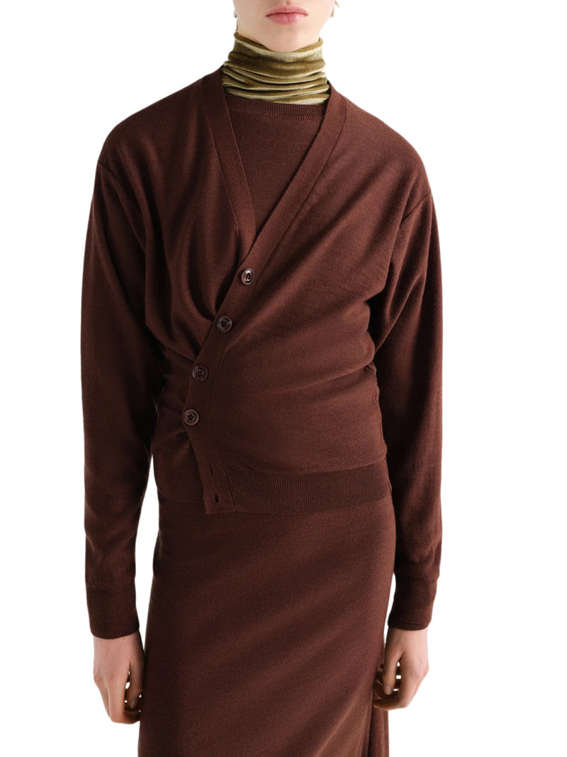 Lemaire Women Relaxed Twisted Cardigan In Merino Blend LEMAIRE