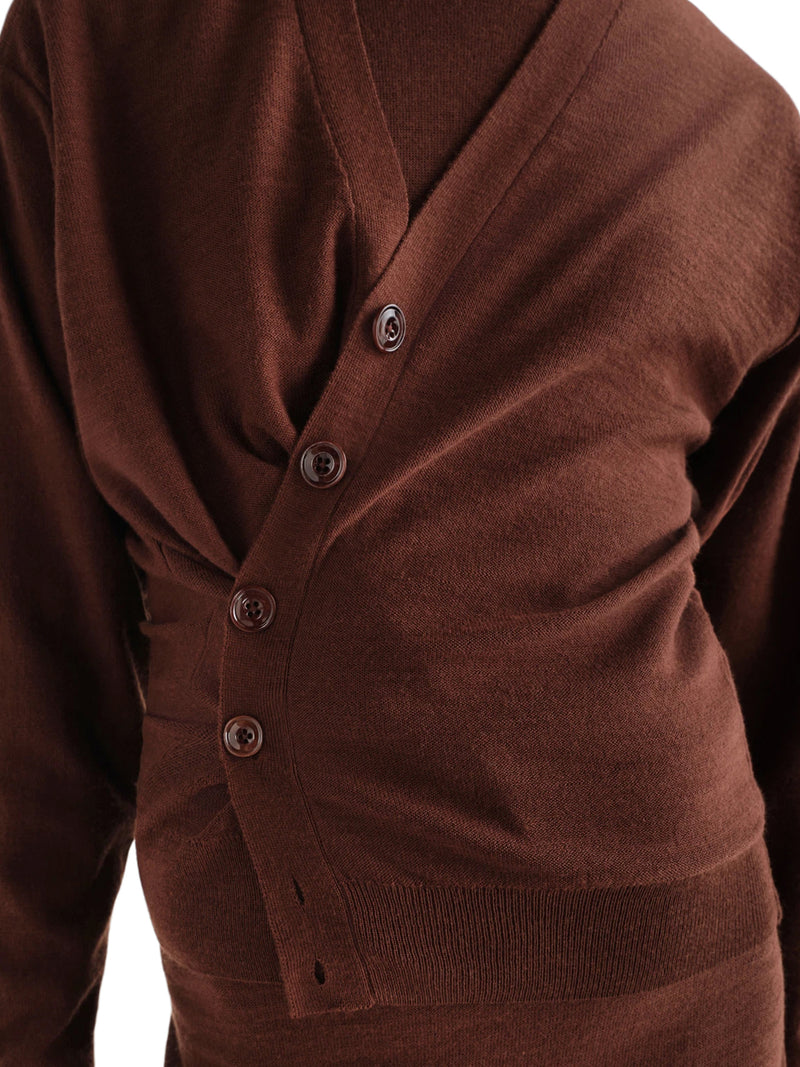 Lemaire Women Relaxed Twisted Cardigan In Merino Blend LEMAIRE