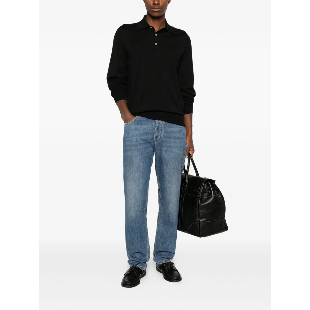 Brunello Cucinelli Black Polo Shirts Men BRUNELLO CUCINELLI
