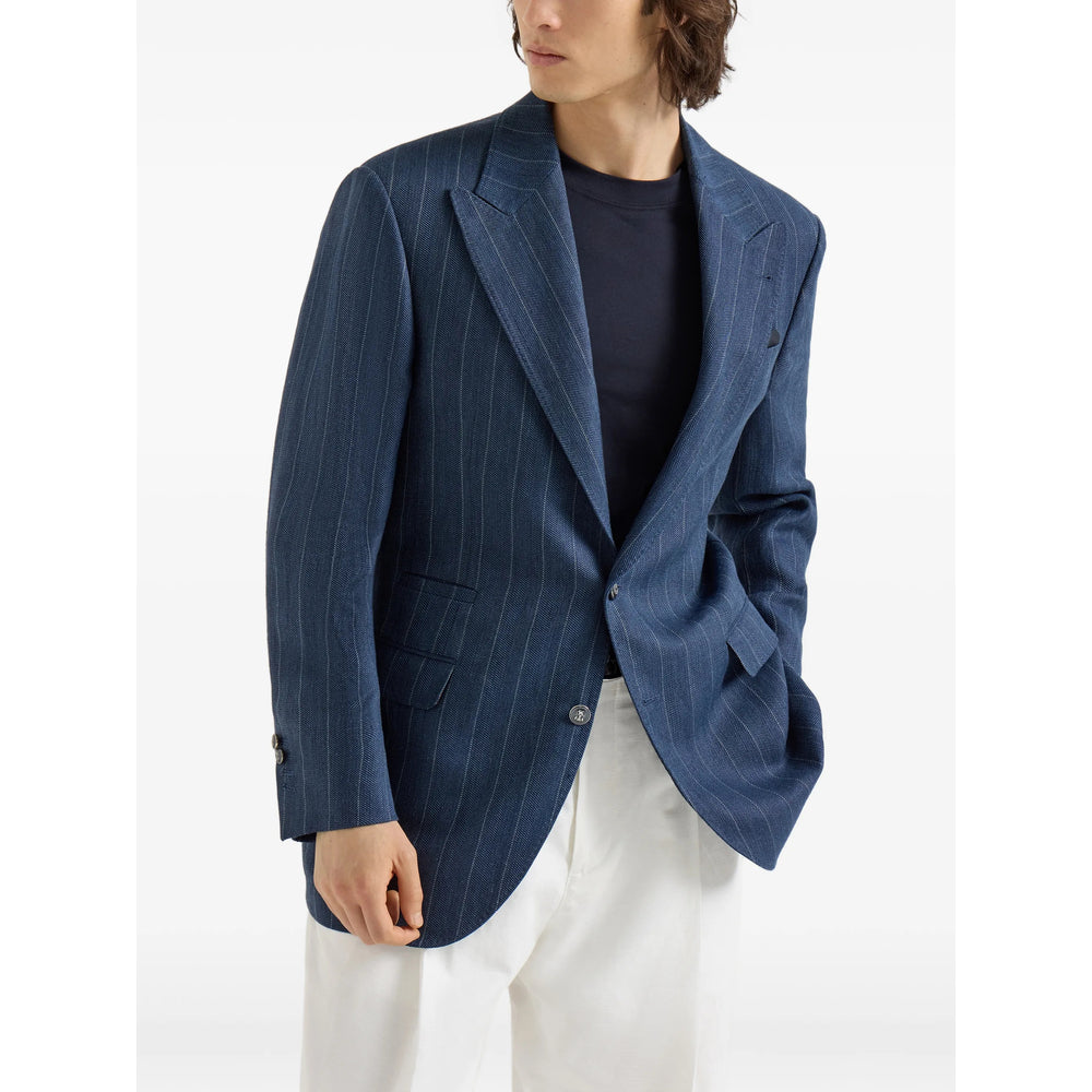 Brunello Cucinelli Blue Jackets - Blazers Men BRUNELLO CUCINELLI