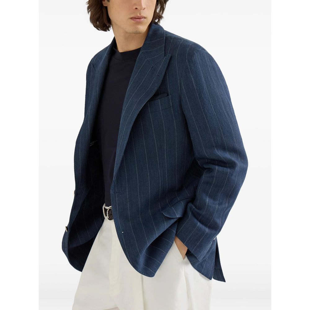 Brunello Cucinelli Blue Jackets - Blazers Men BRUNELLO CUCINELLI