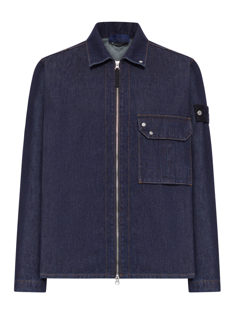 Stone Island Men Cotton Denim Overshirt STONE ISLAND