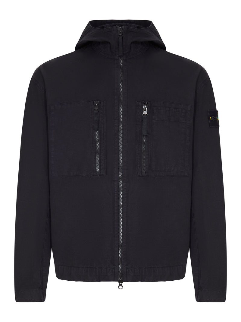 Stone Island Men Cotton Overshirt With Hood And Stone Island Badge STONE ISLAND